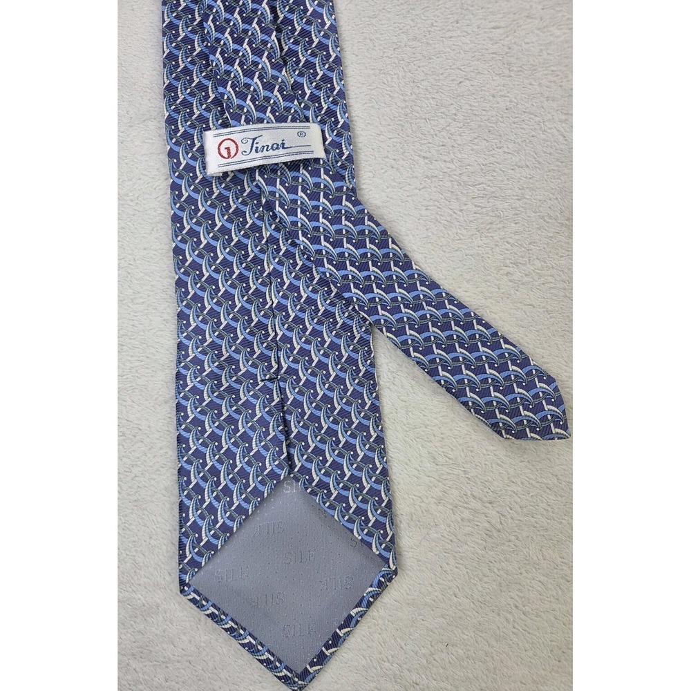 Tino Cosma Italian Silk Tie Blue Geometric Abstract Cla